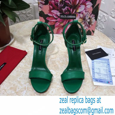 Dolce  &  Gabbana Heel 10.5cm Leather Sandals Green with Baroque D & G Heel 2021